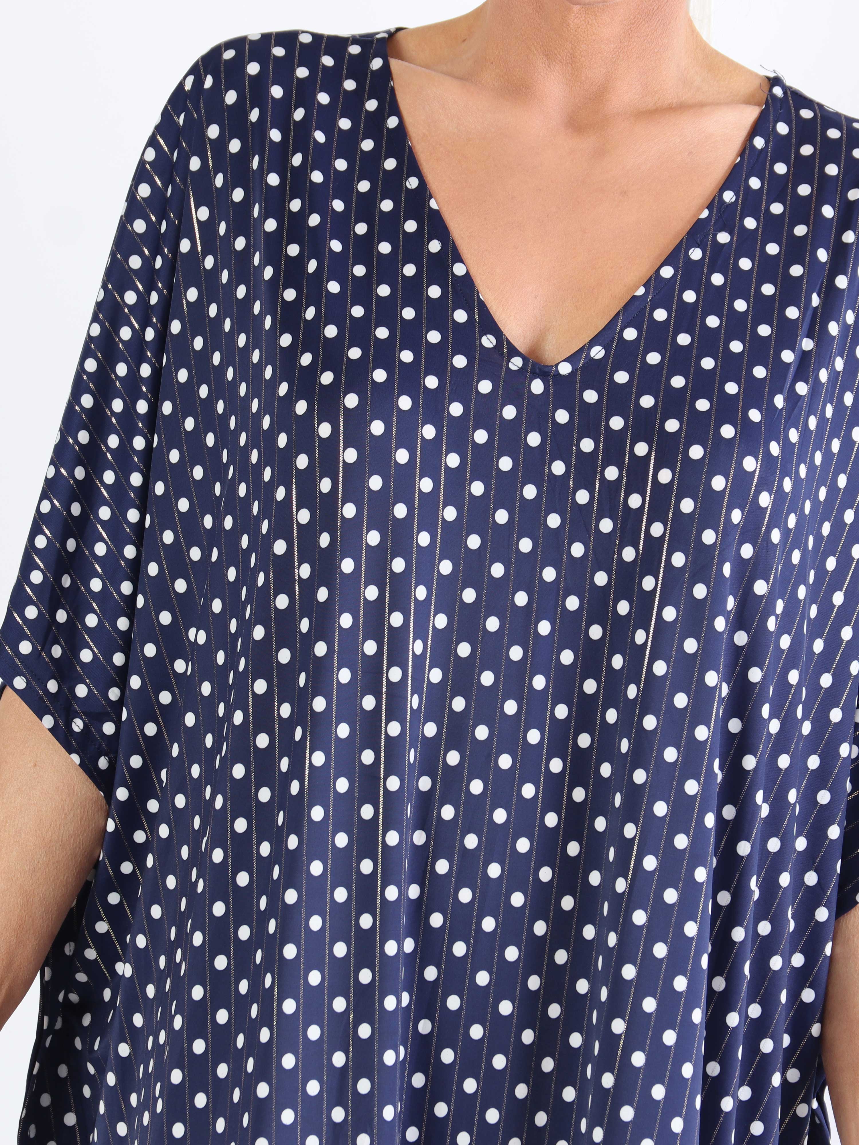 Azmina Dot - Elastisk plus size tunikaklänning i lös passform